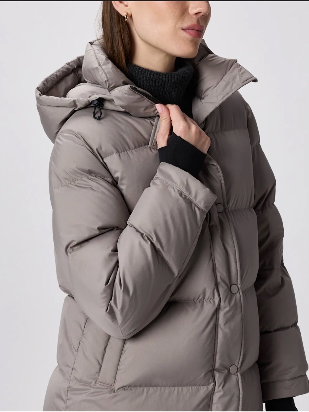 Quince Responsible Down Long Puffer Coat in Morel Grey Size Large y876 - Picture 6 of 12